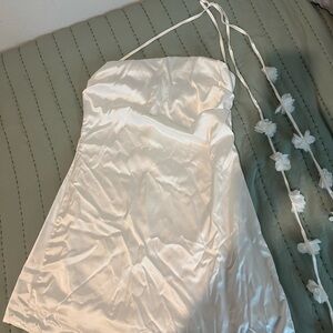 SHEIN White Mini Dress with Floral Straps